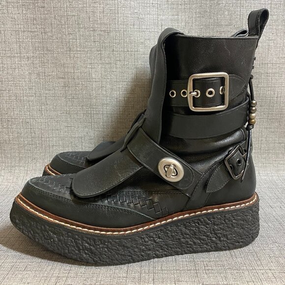 COACH Black Whipstitch High Top Creeper Women's - Picture 2 of 13